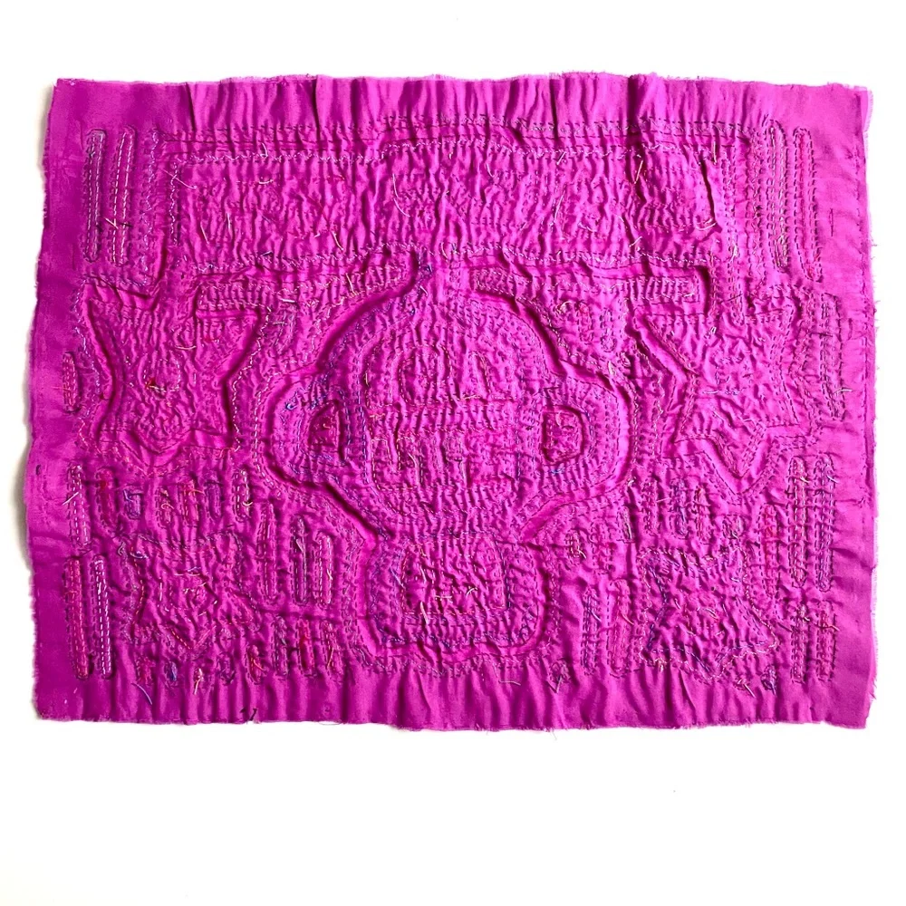 Mola Textile from Panama Abstract Person with Headphones Motif